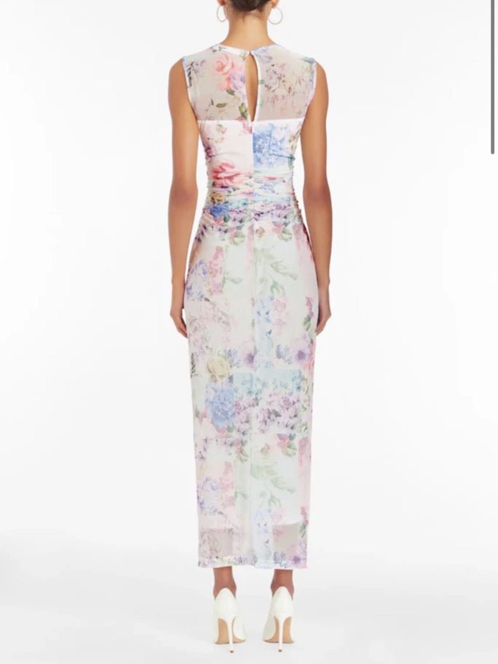 Amanda Uprichard Lyle Sheer Floral Midi rouged pastel Dress Womens MD bridal EUC - Picture 3 of 16